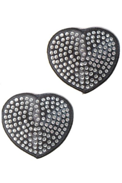 Coquette Silver Rhinestone Heart Pasties