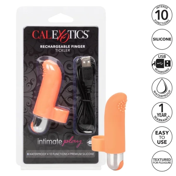 Calexotics Intimate Play Rechargeable Finger Tickler Orange — image 6 of 6