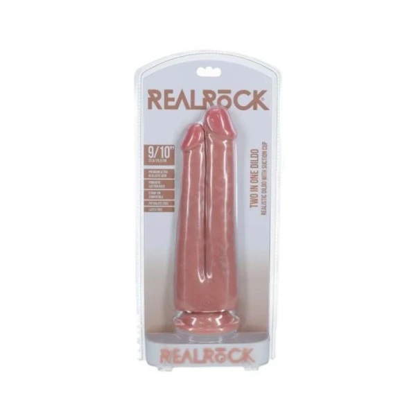Couples Dildos: Realrock Two In One 9 In. / 10 In. Dildo Beige