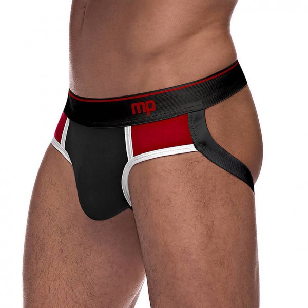 Male Power Red and Black Retro Sport Panel Jock Strap