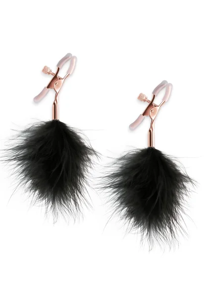 Bound Adjustable F1 Feather Nipple Clamps by NS Novelties - Rose Gold & Pink