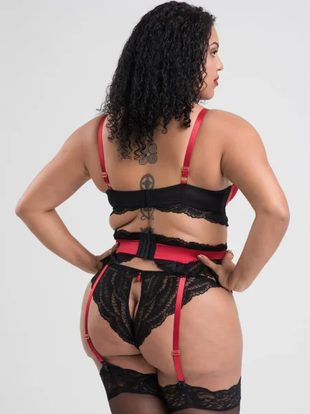 Lovehoney Plus Size Empress Red Satin and Lace Bra Set
