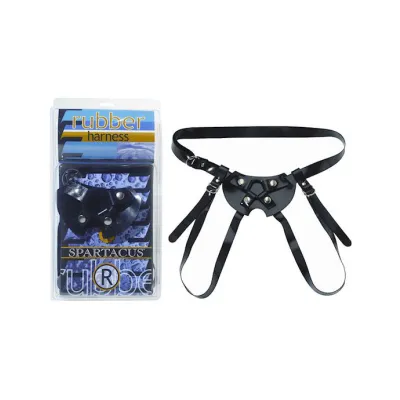 Rubber Dildo Harness Large Black Large