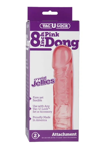 Vac-U-Lock 8" Crystal Jellies Pink Dong for Harnesses | Strap On Dildos