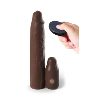 Butt Plugs Fantasy X tensions Elite Sleeve Vibrating 9in With 3in Plug W remote Brown