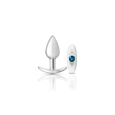 Cheeky Charms Silver Metal Butt Plug Kit Clear Teal