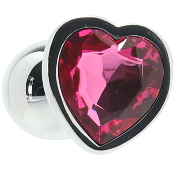 Shots Ouch! Heart Gem Butt Plug Small - Silver/Rubellite Pink
