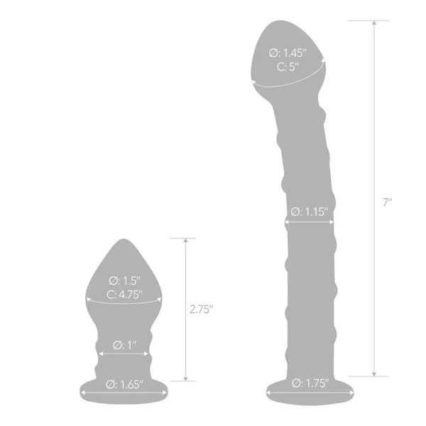 Glas 2-piece Double Penetration Glass Swirly Dildo & Butt Plug Set — image 14 of 15