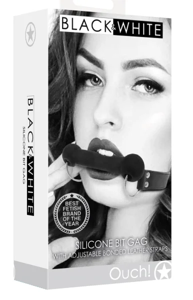 Silicone Bit Gag With Adjustable Bonded Leather  Straps - Black