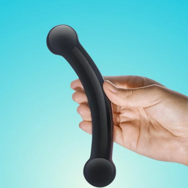 Gläs Double Bull Black Glass Dildo