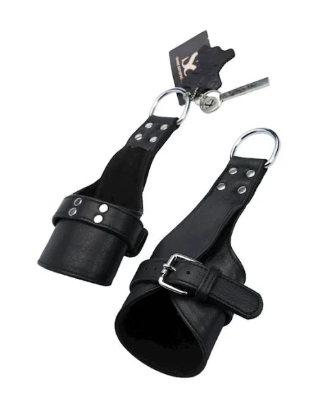 Bound X Leather Suspension Wrist Cuffs - Black