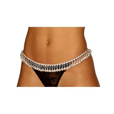 Silver Tone Belly Chain With Bells Silver