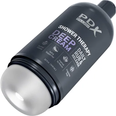 PDX Plus Shower Therapy Deep Cream Discreet Penis Stroker By Pipedream Frosted