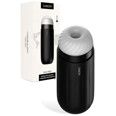 Svakom Sam Neo App Controlled 9 25 Interactive Vibrating Masturbator with Suction