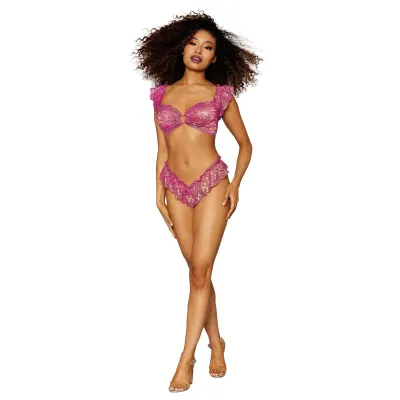 Bralette and Thong One Size Fuchsia