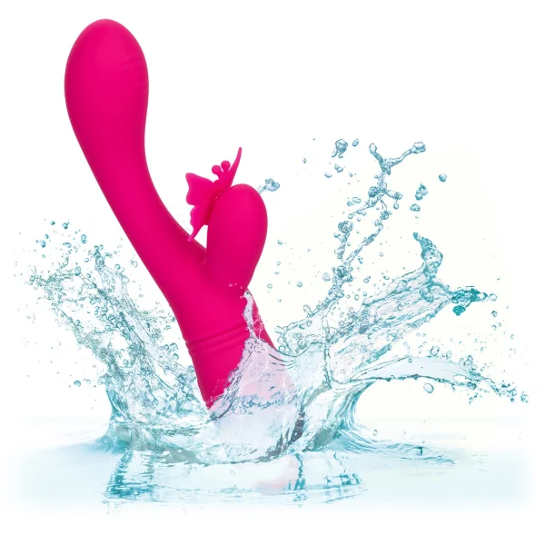 Rechargeable Butterfly Kiss Silicone Flutter Dual Stimulation Vibrator By CalExotics - Pink