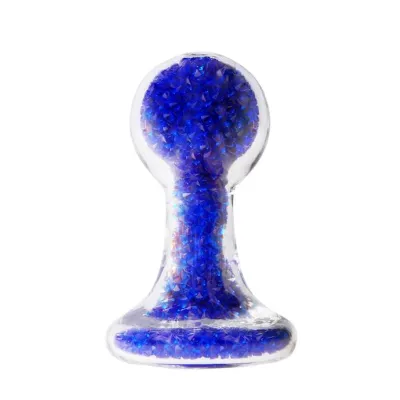 Lucent Crystalline Glass Butt Plug Blue 3 2 Inch