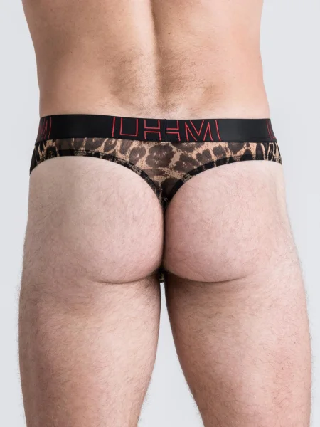 LHM Leopard Print Mesh Thong