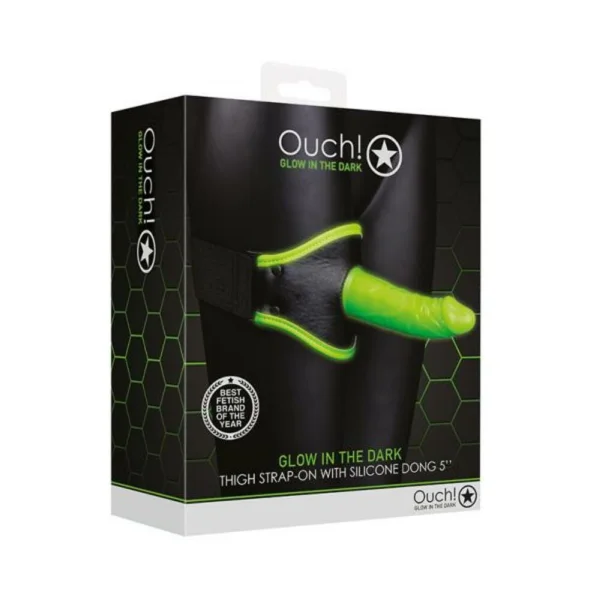 Ouch! Glow Thigh Strap-on - Glow In The Dark - Green