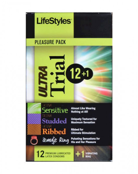 Lifestyles Ultra Trial 12pk + 1 Vibrating Ring - 13pk