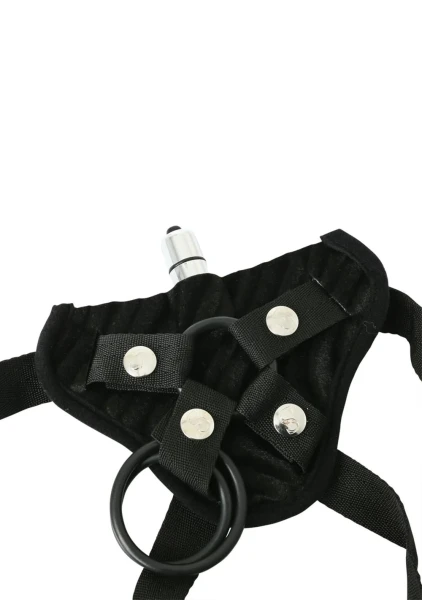 Vibrating Black Corsette Strap-On Harness by Sportsheets