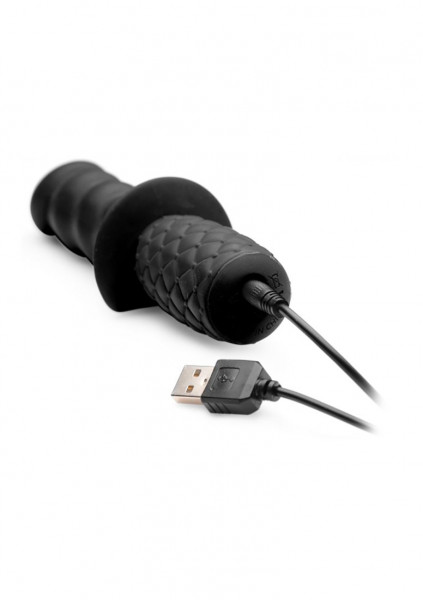 The Handler 10x Silicone Vibrating Thruster - Black - Anal Vibrator For Men