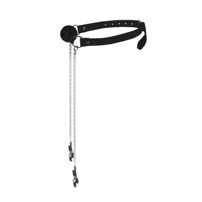Ball Gag with Nipple Clamps Black Tit Clamps