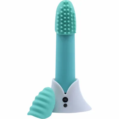 Point Plus 20 Function Silicone Bullet Vibrator With Textured Tips By Nu Sensuelle Teal