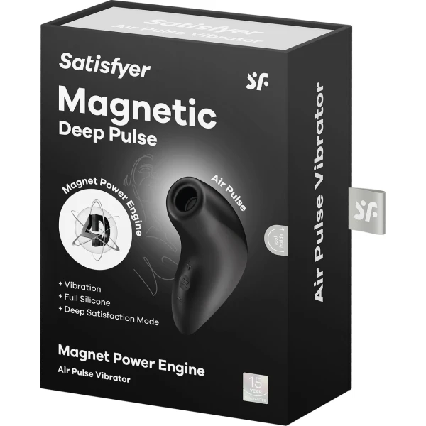 Satisfyer Magnetic Deep Pulse Silicone Rechargeable Waterproof Air Pulse Clitoral Stimulator - Black