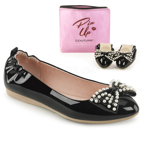 Pointed Toe Foldable Flats W/ Pearl Embellished Bow — image 9 of 12