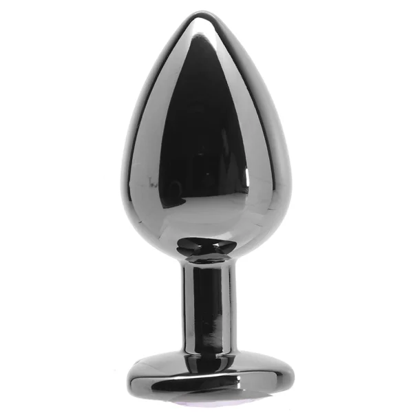 Shots Ouch! Heart Gem Butt Plug Medium - Gunmetal/Amethyst