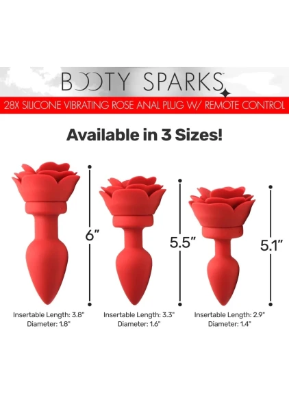 28X Silicone Vibrating Rose Anal Plug with Remote — image 23 of 24