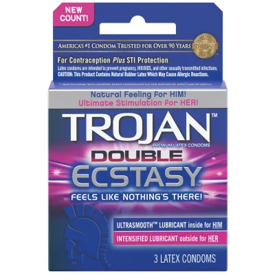 Trojan Double Ecstasy Condom Box of 3