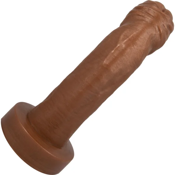 The Reservo Uncut 6.75" Silicone Uncircumcised Dual Density Realistic Dildo By Uberrime - Chocolate