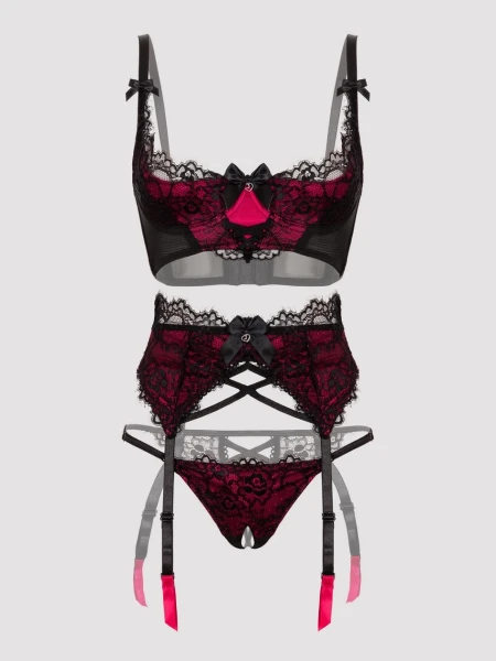 Lovehoney Boudoir Belle Cherry Quarter Cup Bra Set