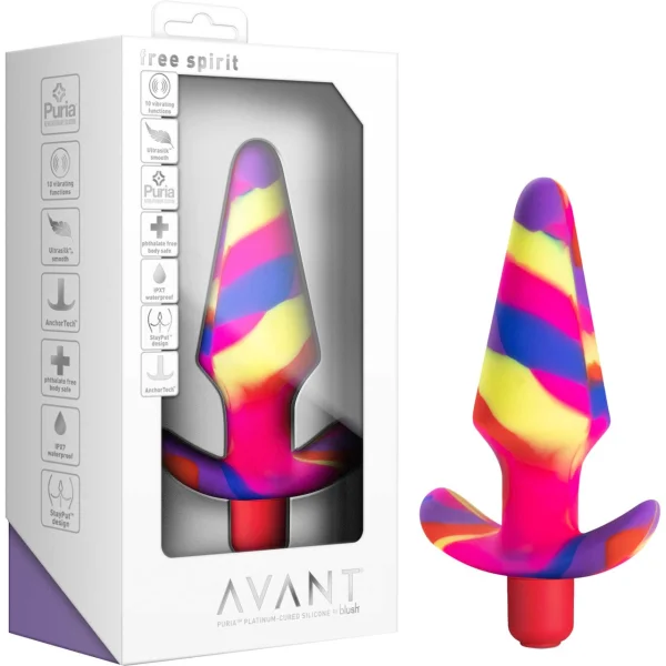 Avant Free Spirit Waterproof Vibrating Silicone Butt Plug By Blush - Scarlet