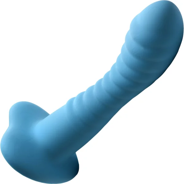 Simply Sweet Ribbed 7" Silicone G-Spot Suction Cup Dildo - Blue