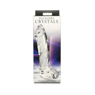 Realistic Dildos Pleasure Crystals 7 1 In Glass Dildo With Balls