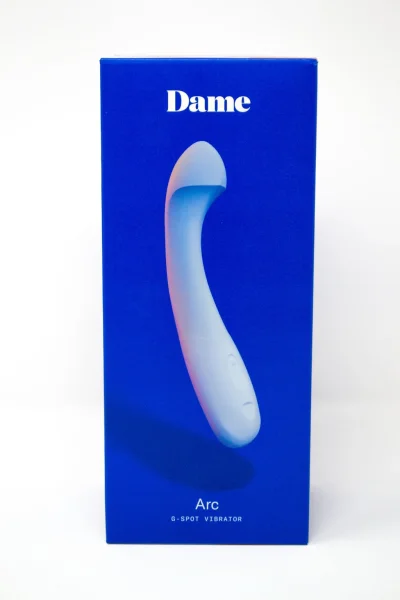 Arc Silicone Waterproof Rechargeable G-Spot Vibrator By Dame - Ice Blue