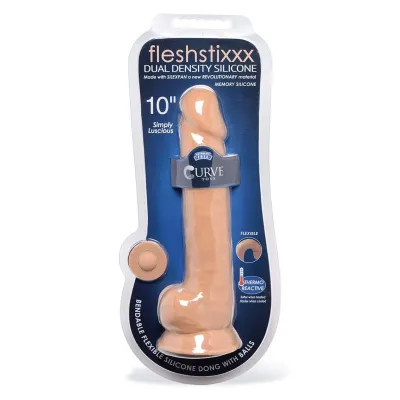 Fleshstixxx 10 Inch Silicone Dildo With Balls Latte