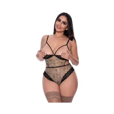 Magic Silk Purrrfect Half Cup Teddy With Split Crotch Leopard Queen