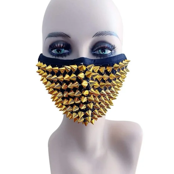 Studded Triple Layer Face Mask handmade in the USA (Options: Gold, Silver, Black)