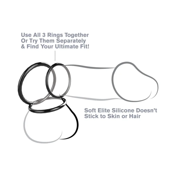 Fantasy C-Ringz Silicone 3 Ring Stamina Set Black