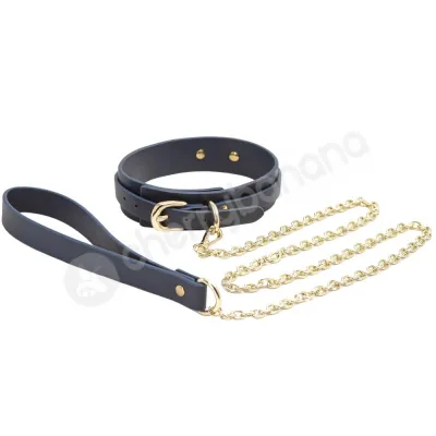 Bondage Couture Blue Gold Collar Leash