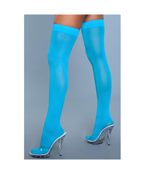 Thigh High Nylon Stockings - Turquoise