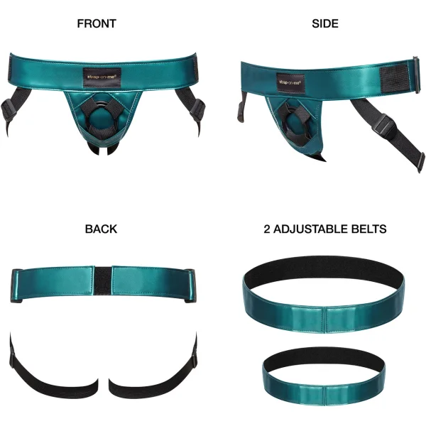 Strap-On-Me Curious Leatherette Harness - Metallic Green