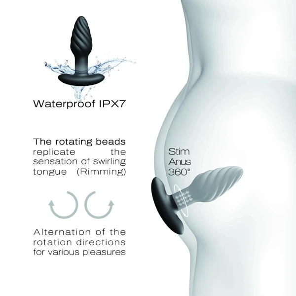 Dorcel Spin Plug Silicone Rechargeable Vibrating Butt Plug With Rotating Balls & Remote