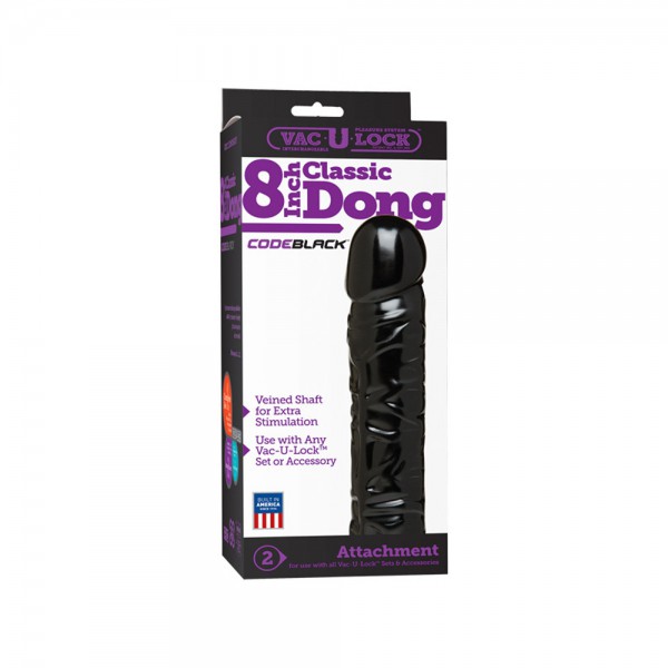 Vac-U-Lock 8" CODE BLACK Classic Dong