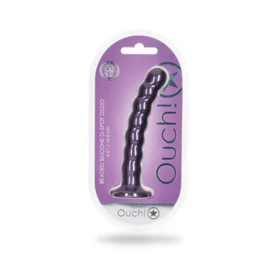 Realistic Dildos Shots Ouch Beaded Silicone 6 5 In G spot Dildo Metallic Purple