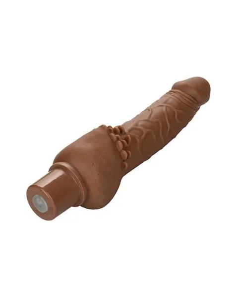Rechargeable Power Stud Cliterrific Vibrating Dildo - Brown - 7.5 Inch